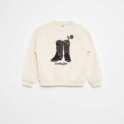 Sweat en molleton avec broderie et franges sur les manches