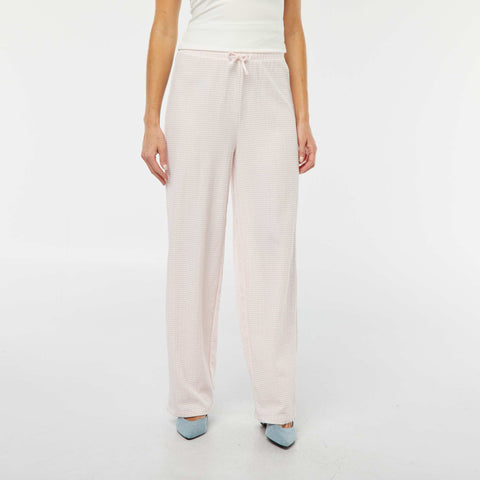 Pantalon jambes larges avec imprimé vichy
