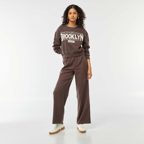 Sweat cropped avec inscription américaine