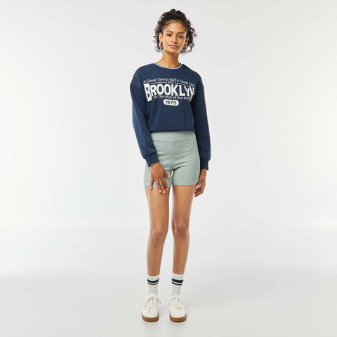Sweat cropped avec inscription américaine