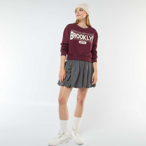 Sweat cropped avec inscription américaine