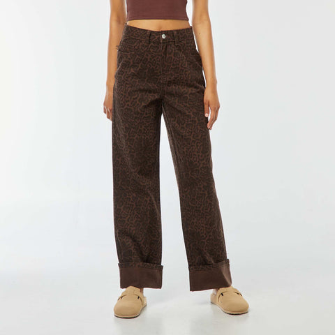 Pantalon large imprimé léopard
