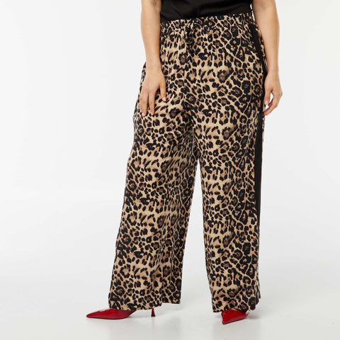 Pantalon large avec bandes contrastantes
