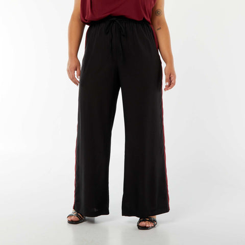Pantalon large avec bandes contrastantes