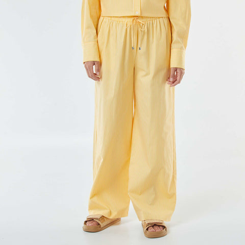 Pantalon large rayé en popeline