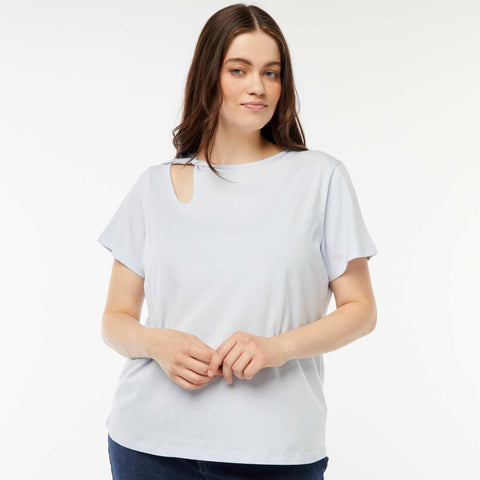 T-shirt uni avec fente ajourée avec effet twxité