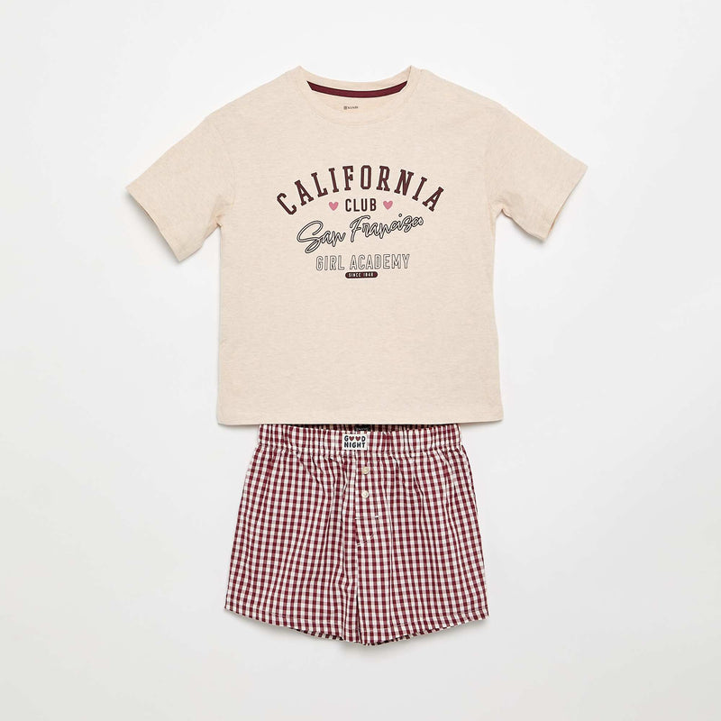 Pyjama court t-shirt + short - 2 pièces – Rouge – Kiabi Maroc