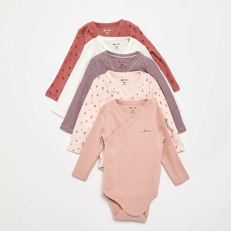Lot de 5 bodies imprimés en coton – Rose – Kiabi Maroc