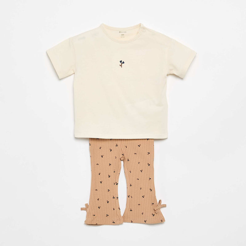 Ensemble 2 pièces T-shirt + legging – Beige – Kiabi Maroc