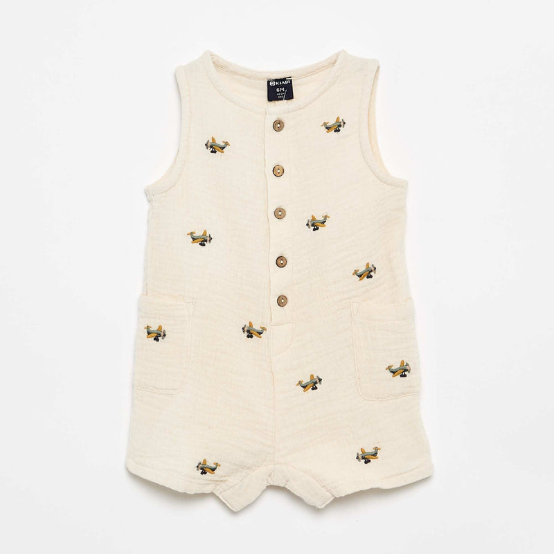 Barboteuse sans manches en gaze de coton – Beige – Kiabi Maroc