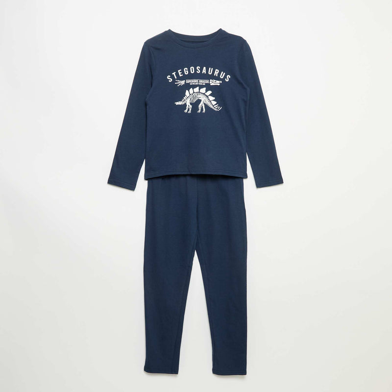 Pyjama 2 pièces - T-shirt à manches longues + pantalon – Bleu – Kiabi Maroc