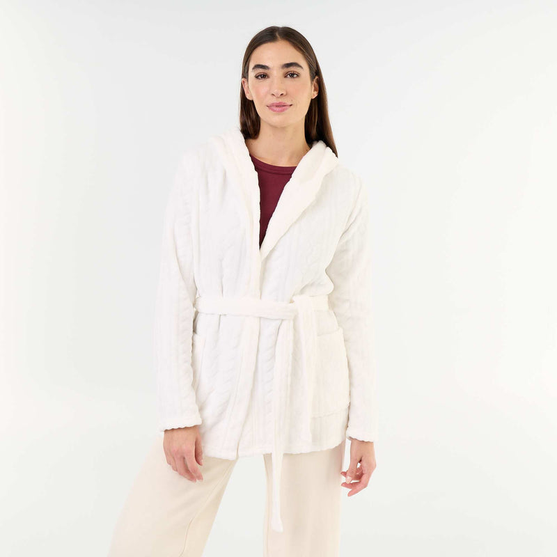 Peignoir à capuche avec poches – Blanc – Kiabi Maroc