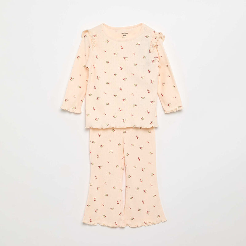 T-shirt en maille pointelle + pantalon - 2 pièces – Rose – Kiabi Maroc