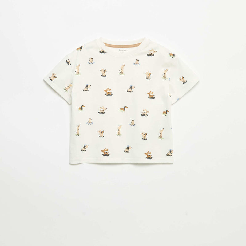 T-shirt à motif et à manches courtes – Blanc – Kiabi Maroc