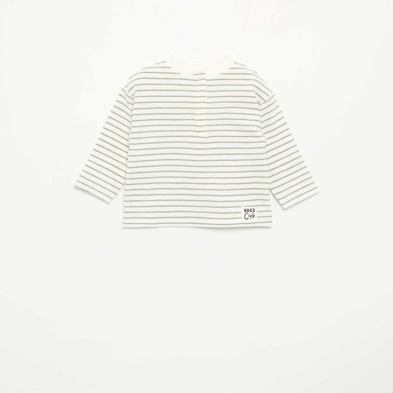 T-shirt en Baby Terry à manches longues – Blanc – Kiabi Maroc