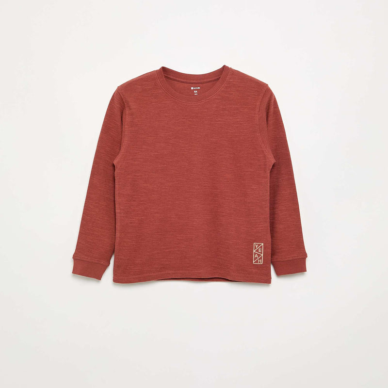 Pull uni à manches longues – Rouge – Kiabi Maroc