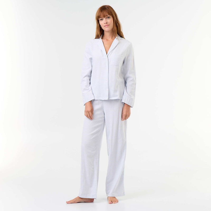Pyjama chemise + pantalon à motif - 2 pièces – Bleu – Kiabi Maroc
