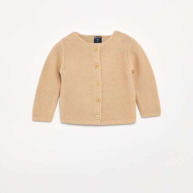 Gilet au point mousse – Beige – Kiabi Maroc