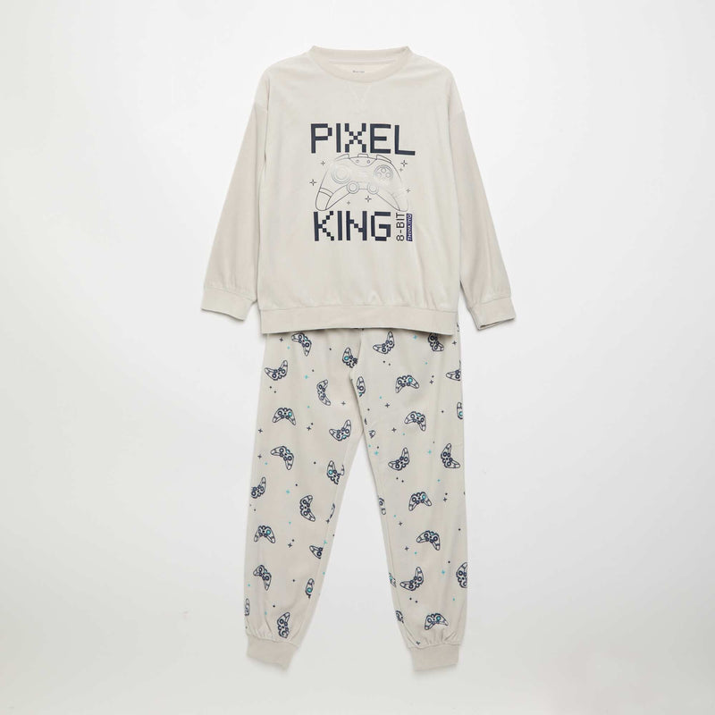 Pyjama en polaire 2 pièces - sweat + pantalon – Gris – Kiabi Maroc