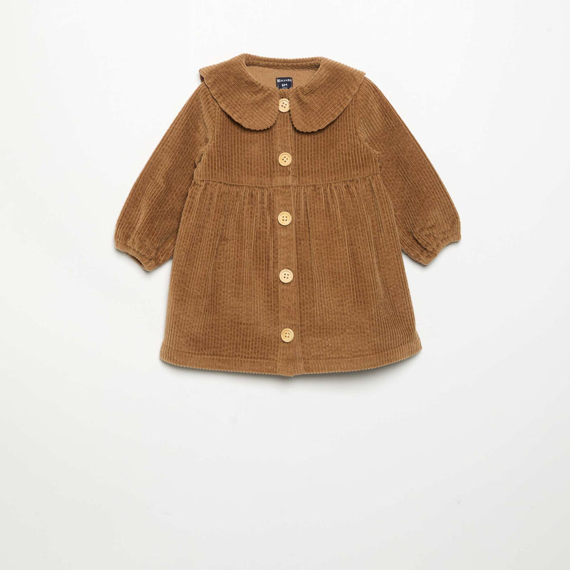 Robe à manches longues en velours – Beige – Kiabi Maroc