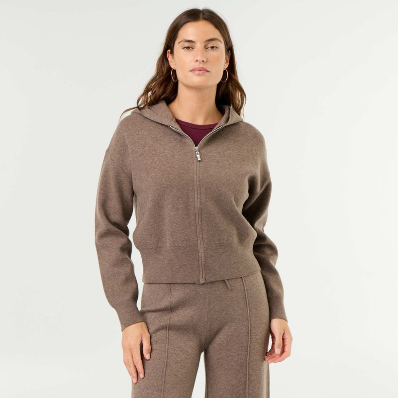 Gilet en matière ottoman à capuche – Marron – Kiabi Maroc