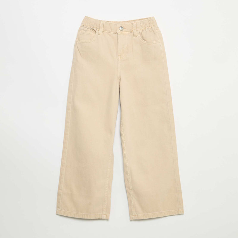 Pantalon wide leg à taille ajustable – Beige – Kiabi Maroc