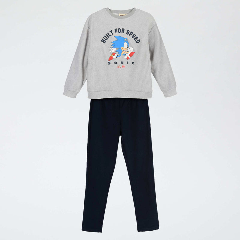 Pyjama 'Sonic' 2 pièces - T-shirt à manches longues + pantalon – Gris – Kiabi Maroc