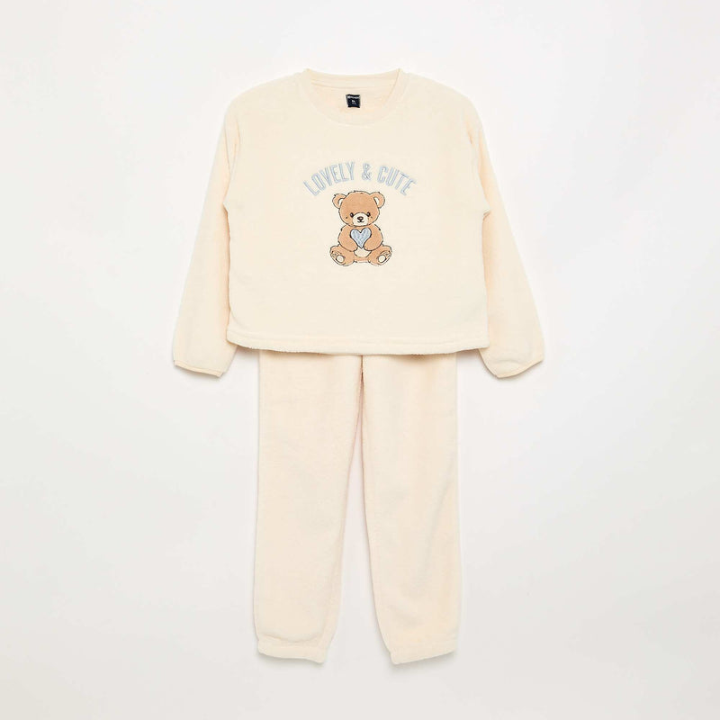 Pyjama 2 pièces en polaire corail - Sweat + pantalon – Rose – Kiabi Maroc