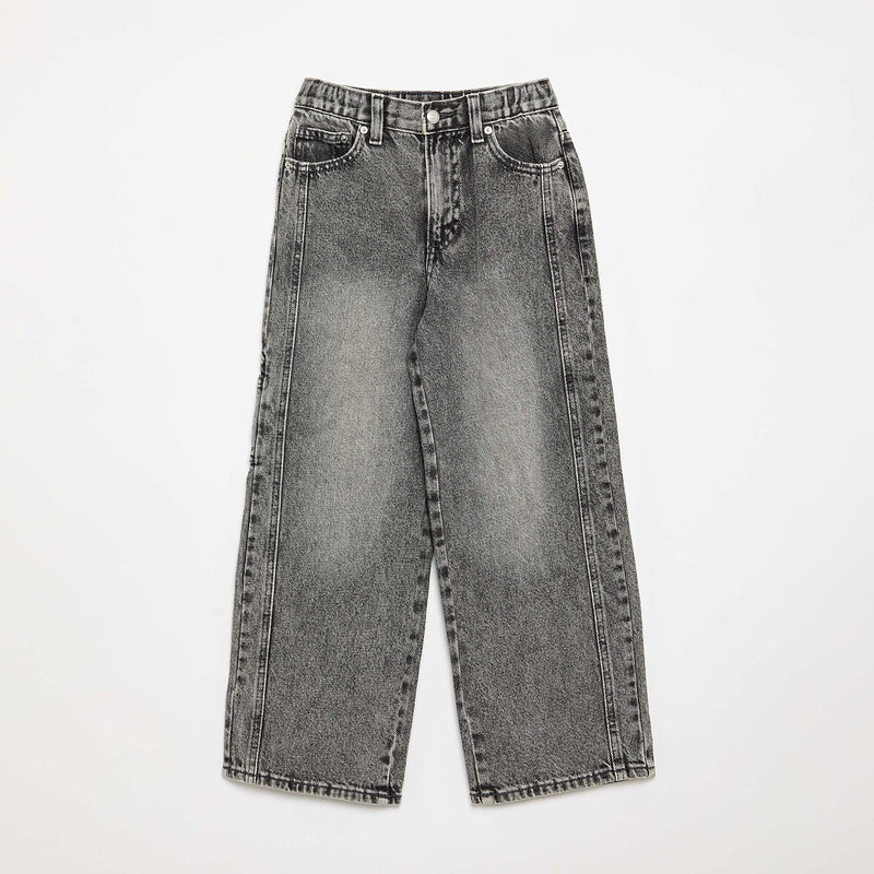 Pantalon large en denim – Gris – Kiabi Maroc