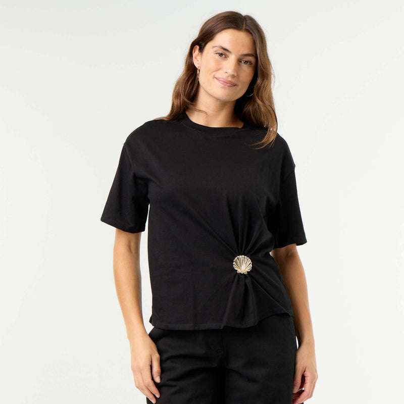 T-shirt à manches courtes avec bijou coquillage – Noir – Kiabi Maroc