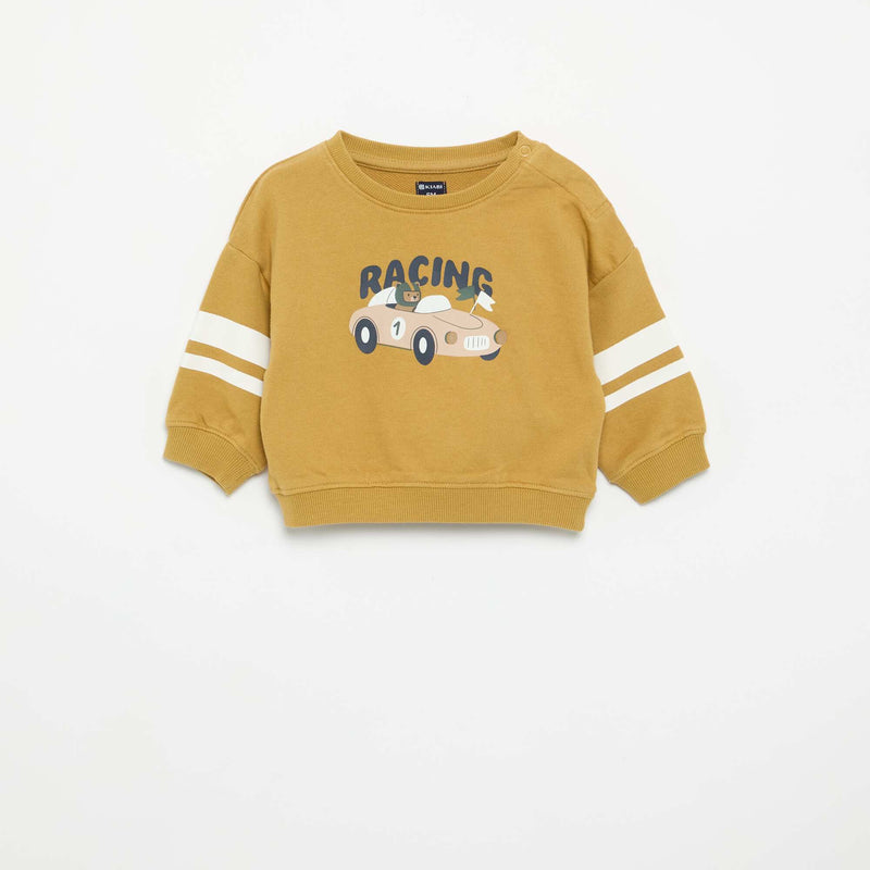 Sweat imprimé et manches longues rayées – Jaune – Kiabi Maroc