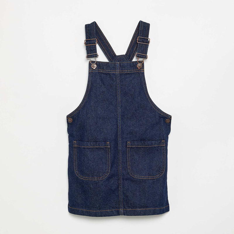 Robe salopette en jean avec 2 poches plaquées – Bleu – Kiabi Maroc