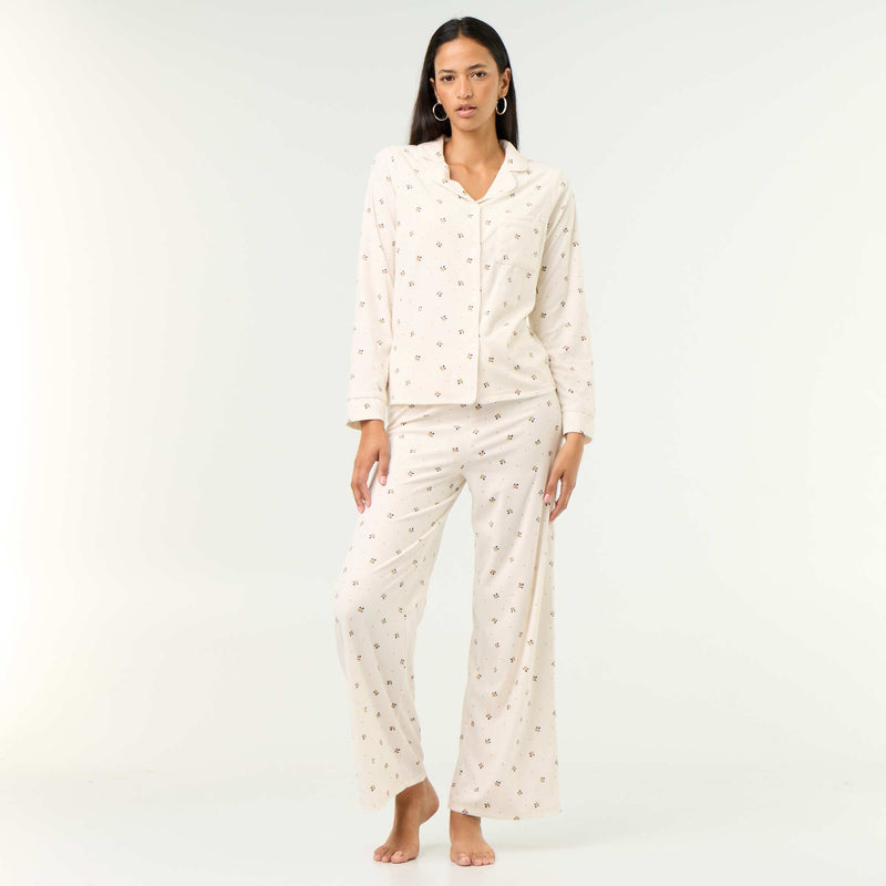 Ensemble pyjama 2 pièces - Chemisier + pantalon – Blanc – Kiabi Maroc