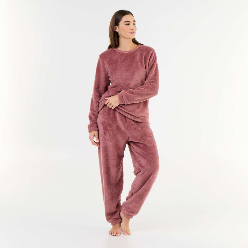 Pyjama long en polaire t-shirt + pantalon - 2 pièces – Rose – Kiabi Maroc