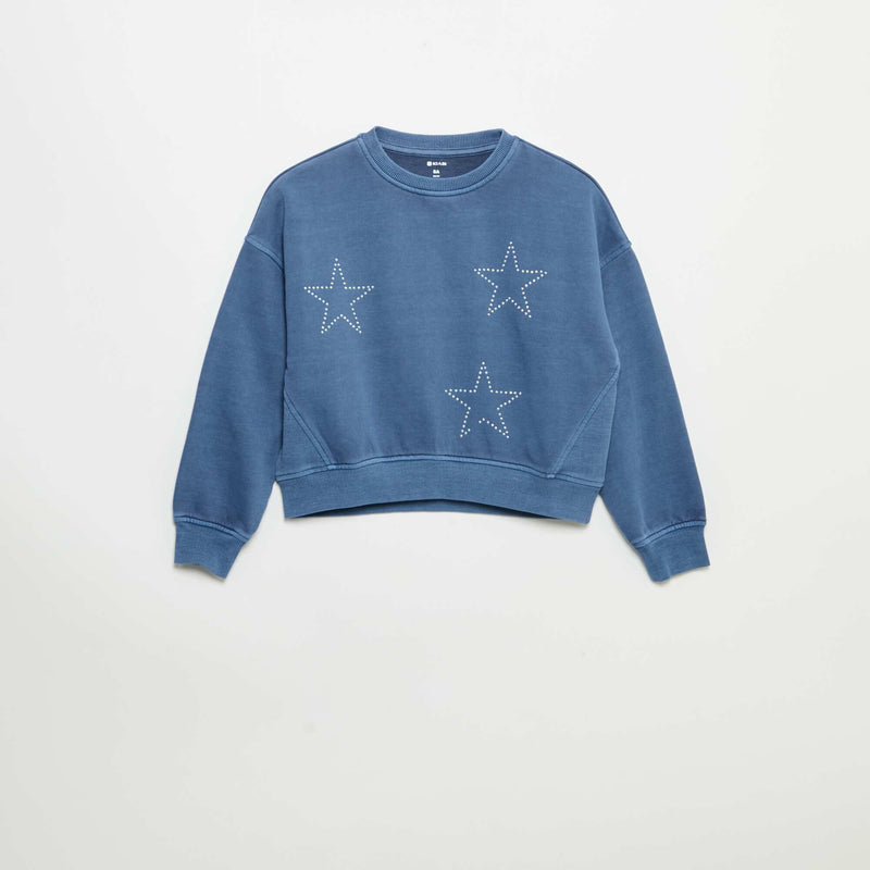 Sweat avec strass – Bleu – Kiabi Maroc