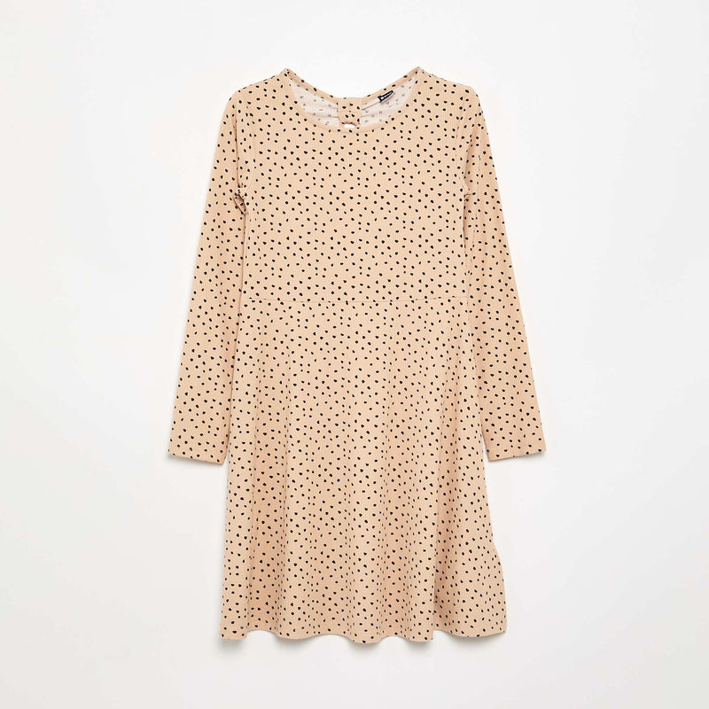 Robe imprimée à manches longues – Beige – Kiabi Maroc