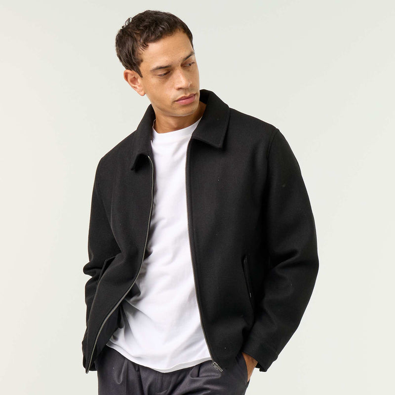 Veste imitation lainage col chemise – Noir – Kiabi Maroc