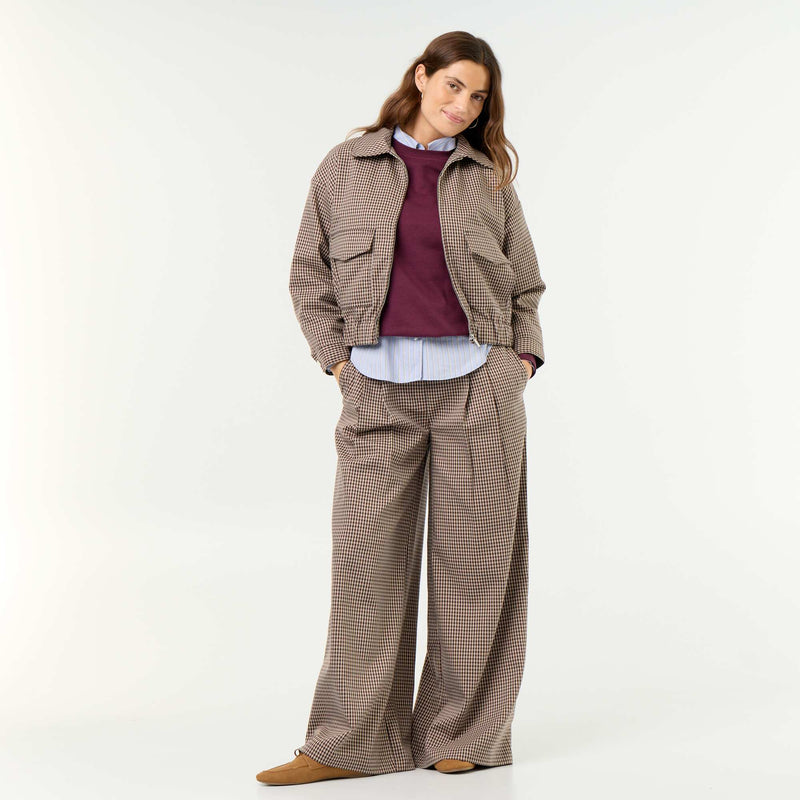 Pantalon large taille haute – Marron – Kiabi Maroc