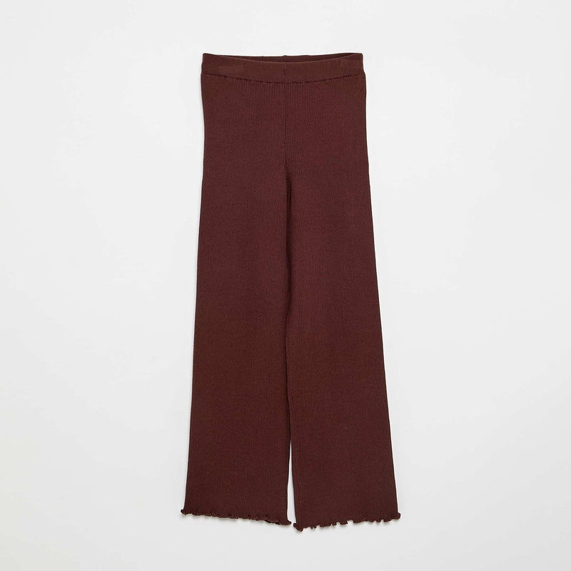 Pantalon droit en tricot uni – Marron – Kiabi Maroc