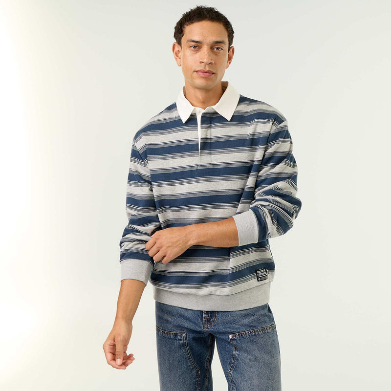 Polo uni style rugby manches longues – Bleu – Kiabi Maroc