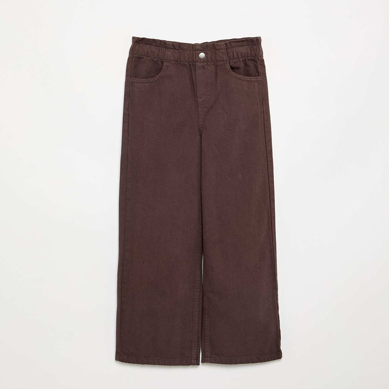 Pantalon large en denim – Marron – Kiabi Maroc