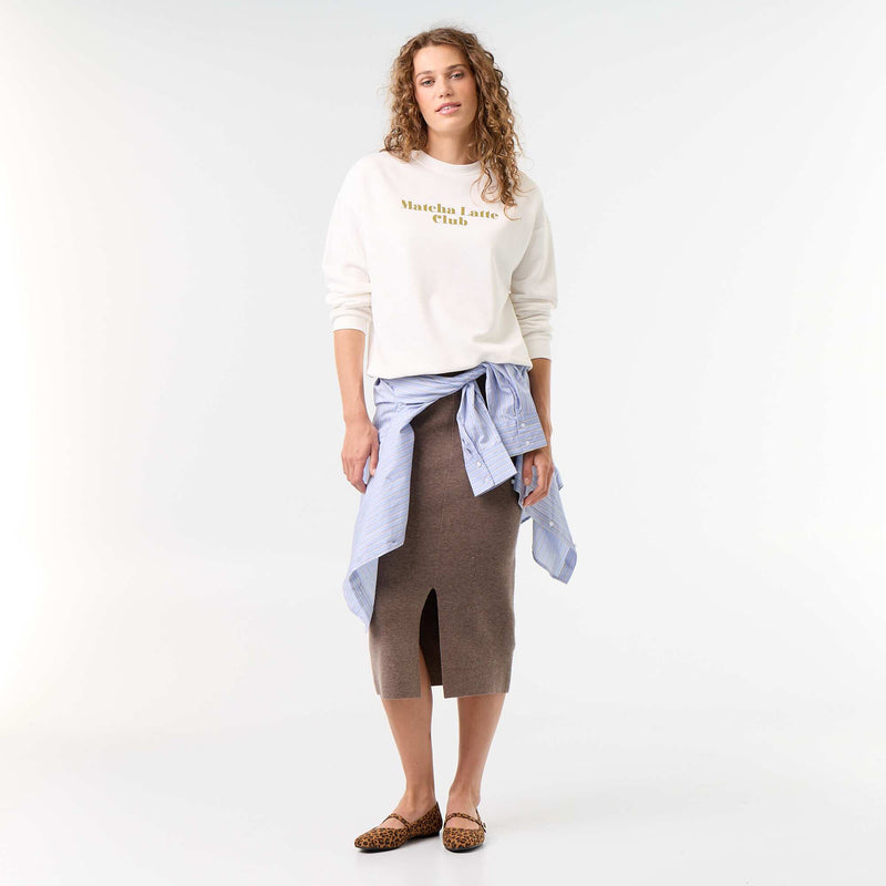 Jupe midi en matière ottoman – Beige – Kiabi Maroc