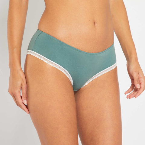 Shorty coton galons dentelle