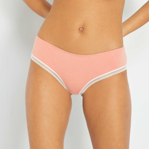 Shorty coton galons dentelle