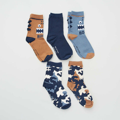 Chaussettes avec imprimés fantaisie - Lot de 5