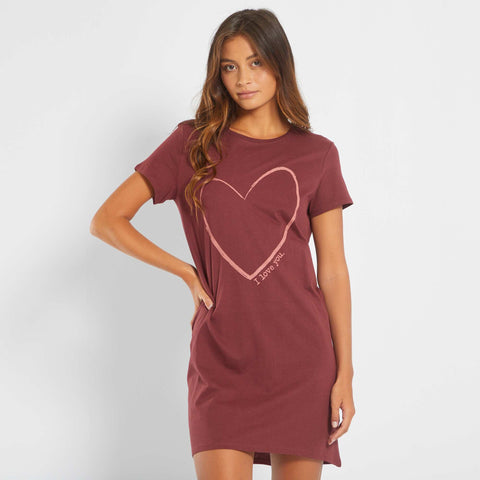 Chemise de nuit imprimé message