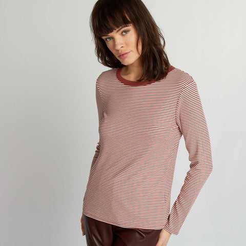 T-shirt en maille côtelée stretch