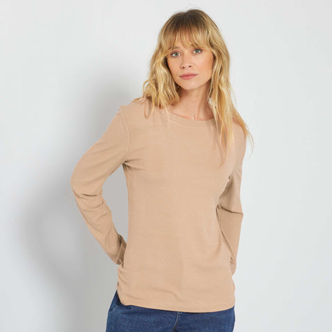 T-shirt en maille côtelée stretch