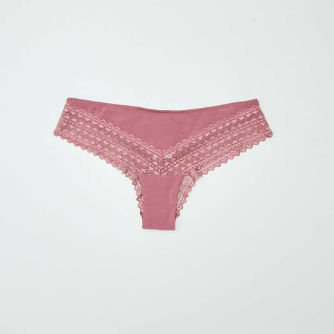 Lot de 3 tangas coton et dentelle