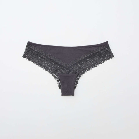Lot de 3 tangas coton et dentelle